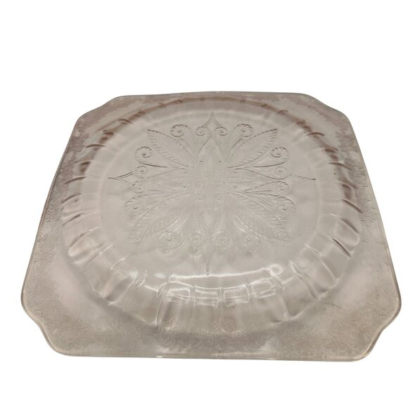 Vintage Pink Depression Glass Square Serving Plate - Picture 2 of 2